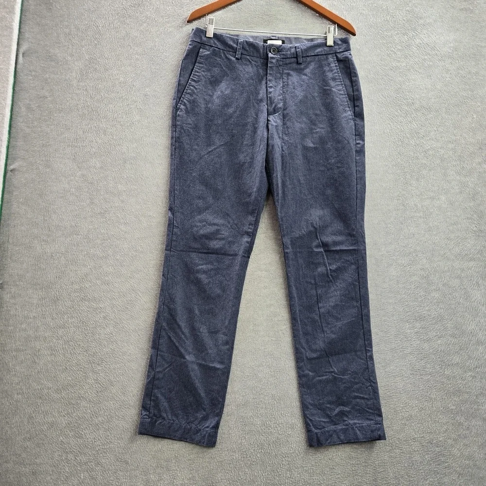 Banana Republic Men Pants 31X30 Blue Check Chino Aiden‎ Fit Button Slim